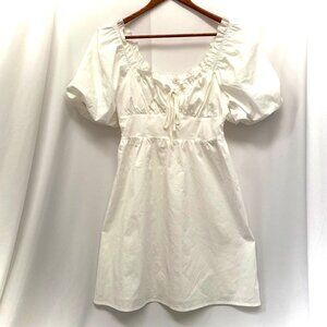 GB Babydoll Puff Sleeve Off The Shoulder Milkmaid Mini Dress S White Prairiecore